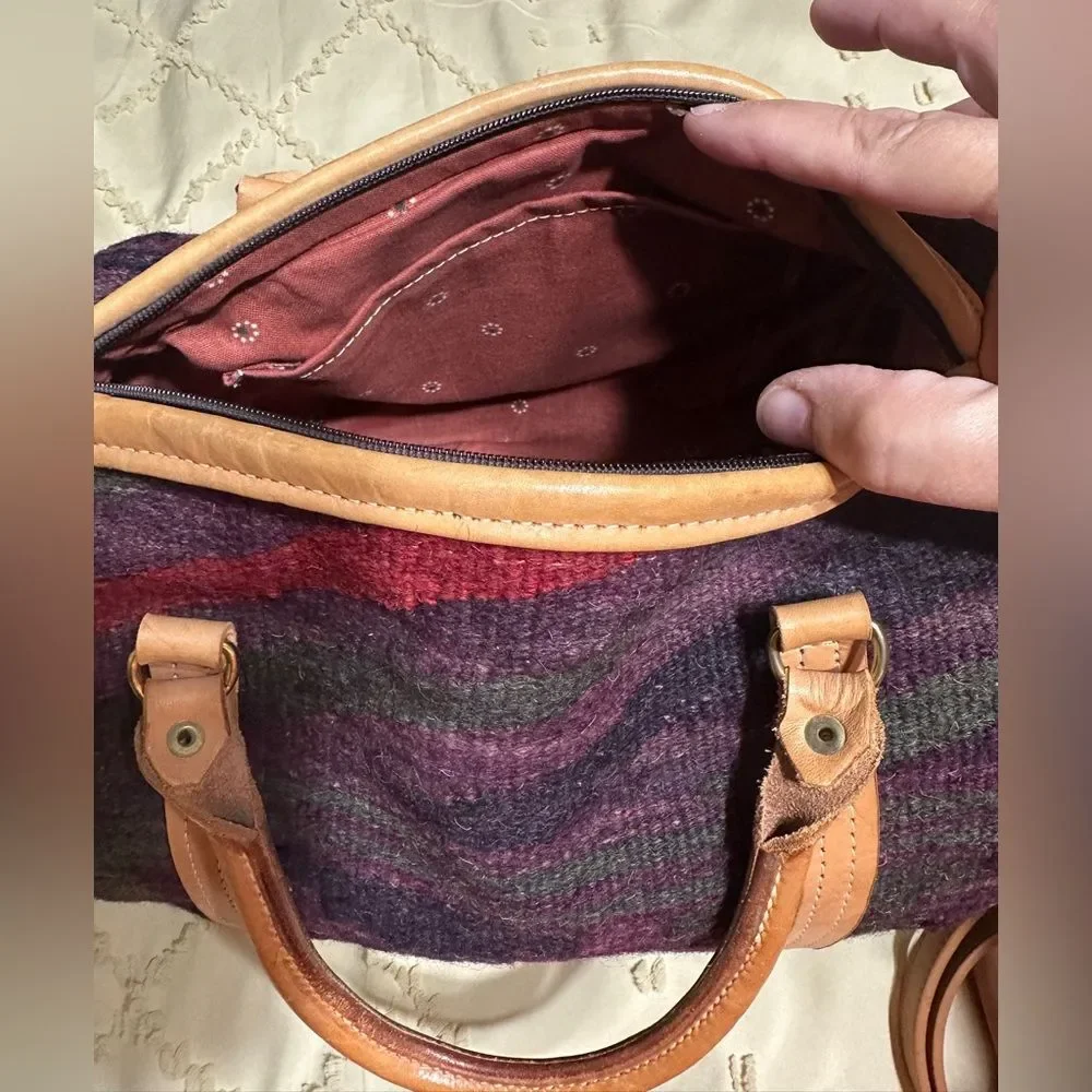 Vintage Custom-made Southwestern Style Woven Wool and Leather